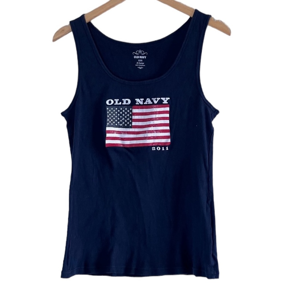 Old Navy | 2011 graphic American flag ribbed tank top size extra large